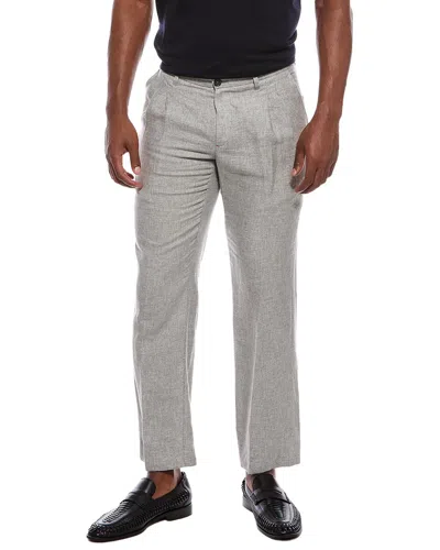 Isaia Wool & Linen-blend Trouser In Gray