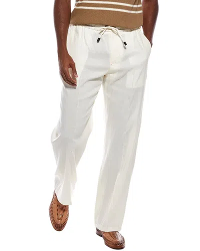 Isaia Wool & Linen-blend Trouser In White