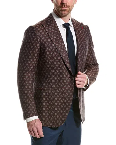 Isaia Wool & Silk-blend Blazer In Brown