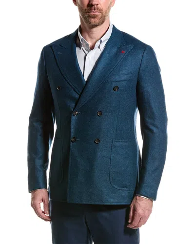 Isaia Wool & Silk-blend Blazer In Blue