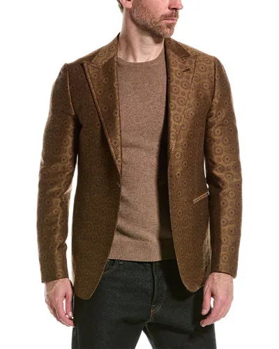 Isaia Wool & Silk-blend Suit Jacket In Brown