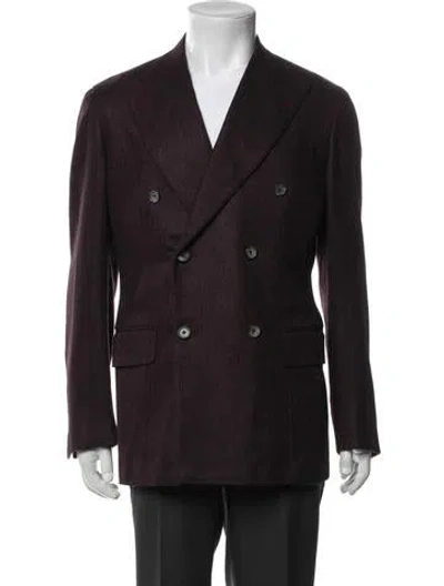 Pre-owned Isaia Wool Blazer In Burgundy
