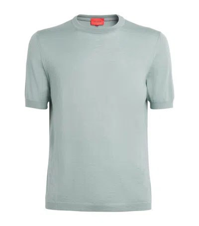 Isaia Wool-blend Knitted T-shirt In Grey