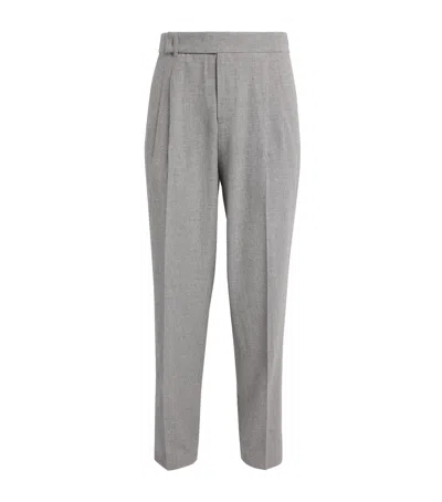 Isaia Wool-blend Pleated Trousers In Gray