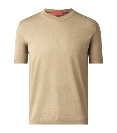 Isaia Wool-blend T-shirt In Beige