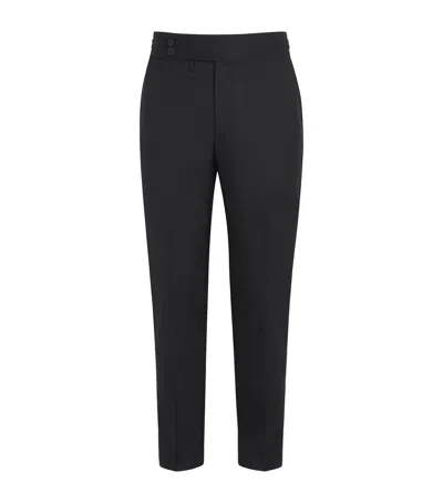 Isaia Wool Casalnuovo Slim Trousers In Black