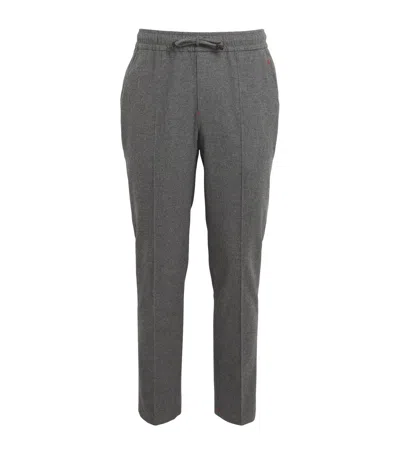 Isaia Wool-cashmere Drawstring Trousers In Grey
