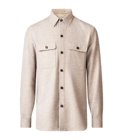 Isaia Wool-cashmere Overshirt In Beige