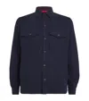 Isaia Wool-cashmere Overshirt In Navy