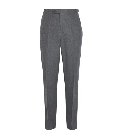 Isaia Wool-cashmere Tailored Trousers In Gray
