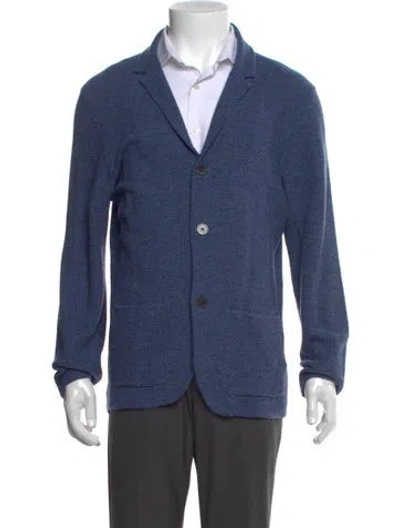 Pre-owned Isaia Wool Collar Cardigan In Blue