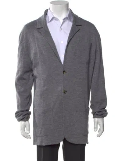 Pre-owned Isaia Wool Collar Cardigan In Gray