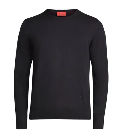 Isaia Wool Crew-neck Sweater In Black