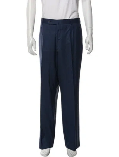 Pre-owned Isaia Wool Dress Pants In Blue