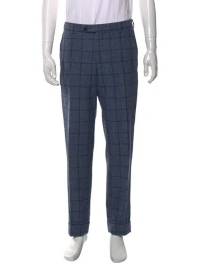 Pre-owned Isaia Wool Dress Pants In Blue