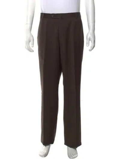 Pre-owned Isaia Wool Dress Pants In Brown