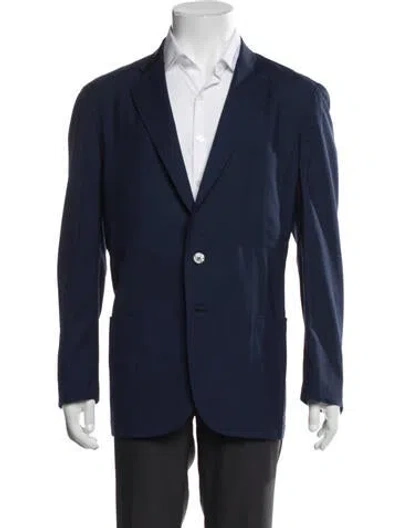 Pre-owned Isaia Wool Embroidered Accent Blazer In Blue