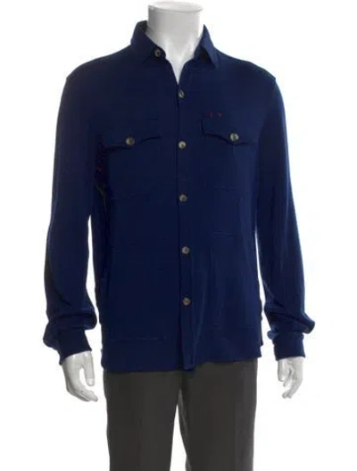 Pre-owned Isaia Wool Long Sleeve Shirt In Blue