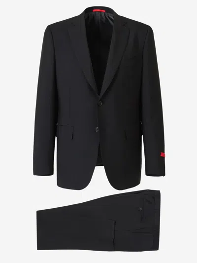 Isaia Wool Mohair Suit In Black