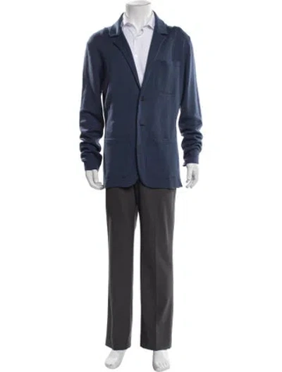 Pre-owned Isaia Wool Open Front Cardigan In Blue