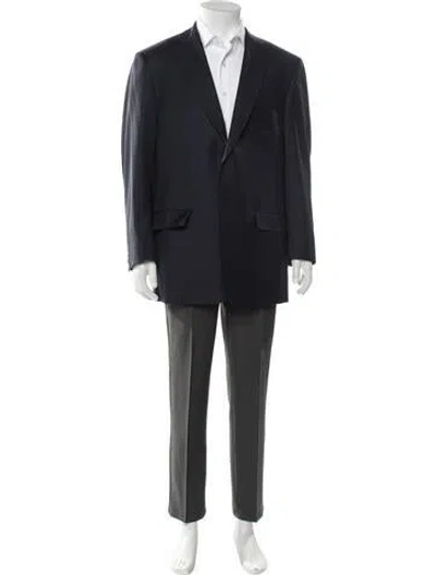 Pre-owned Isaia Wool Overcoat In Blue