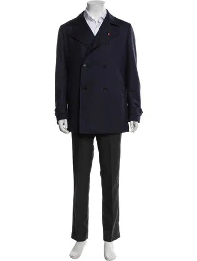 Pre-owned Isaia Wool Overcoat In Blue