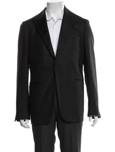 Pre-owned Isaia Wool Patterned Blazer In Brown