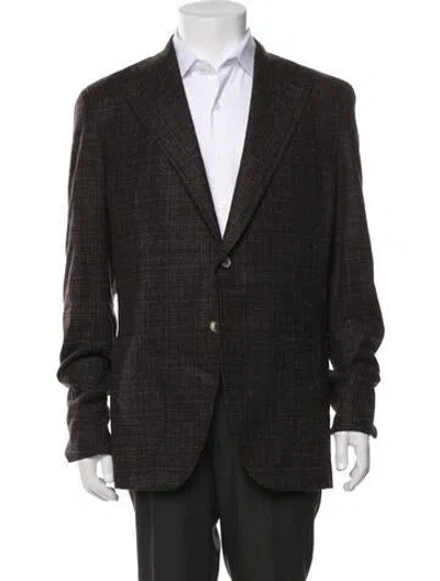 Pre-owned Isaia Wool Patterned Blazer In Brown