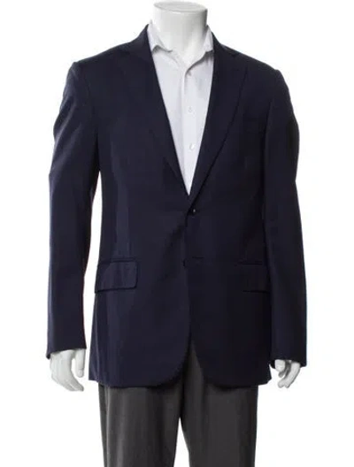 Pre-owned Isaia Wool Peacoat In Blue