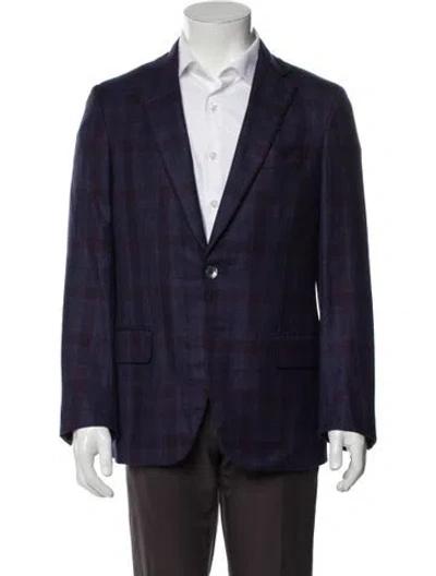 Pre-owned Isaia Wool Peacoat In Blue
