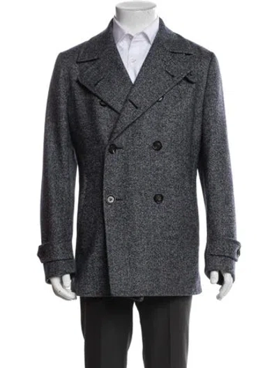 Pre-owned Isaia Wool Peacoat In Blue