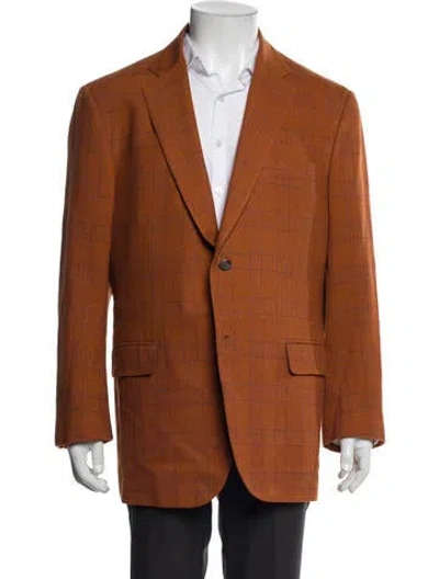 Pre-owned Isaia Wool Peacoat In Brown