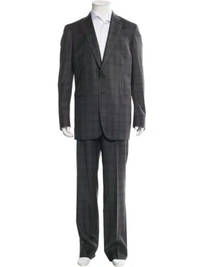 Pre-owned Isaia Wool Plaid Print Two-piece Suit In Black