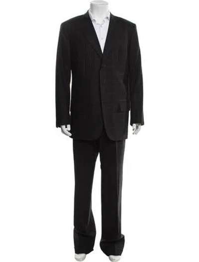 Pre-owned Isaia Wool Plaid Print Two-piece Suit In Black