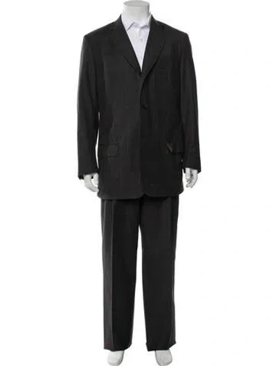Pre-owned Isaia Wool Plaid Print Two-piece Suit In Black