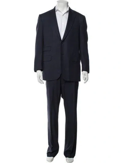 Pre-owned Isaia Wool Plaid Print Two-piece Suit In Blue