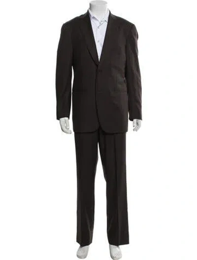 Pre-owned Isaia Wool Plaid Print Two-piece Suit In Brown