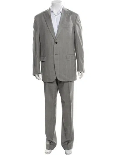 Pre-owned Isaia Wool Plaid Print Two-piece Suit In Gray