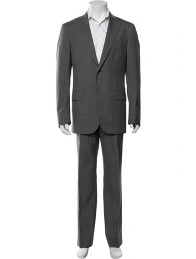 Pre-owned Isaia Wool Plaid Print Two-piece Suit In Grey