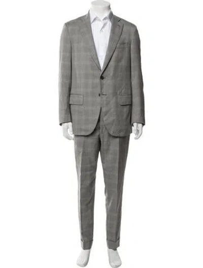 Pre-owned Isaia Wool Plaid Print Two-piece Suit In Grey