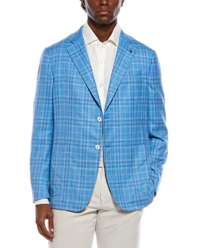 Isaia Wool, Silk, & Linen-blend Blazer In Blue