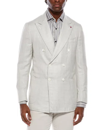 Isaia Wool, Silk, & Linen-blend Blazer In White