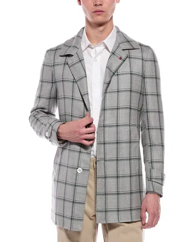 Isaia Wool, Silk, & Linen-blend Walking Coat In Gray