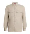 Isaia Wool-silk-linen Stripe Overshirt In Neutral