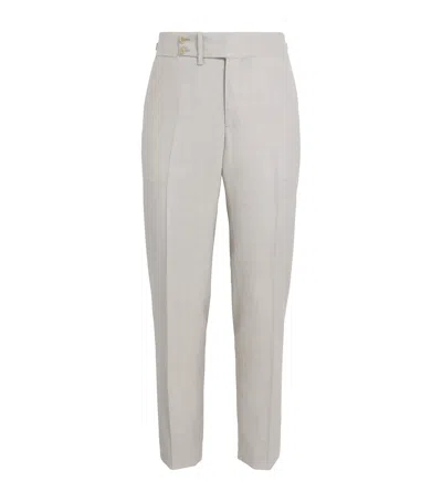 Isaia Wool-silk-linen Trousers In White