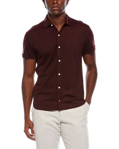 Isaia Wool Sport Shirt In Burgundy