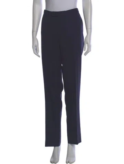 Pre-owned Isaia Wool Straight Leg Pants In Blue