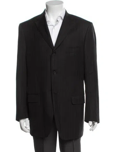 Pre-owned Isaia Wool Striped Blazer In Black
