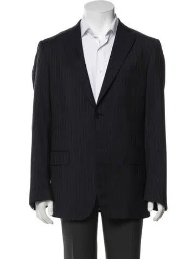 Pre-owned Isaia Wool Striped Blazer In Blue