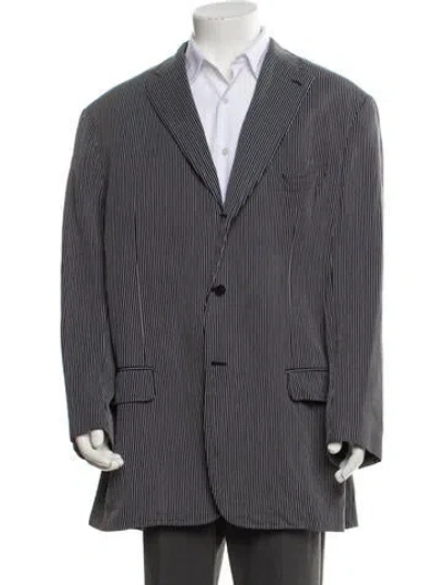 Pre-owned Isaia Wool Striped Blazer In Blue